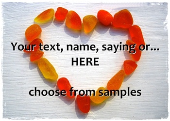 Sea Glass Heart - Red/Orange your text