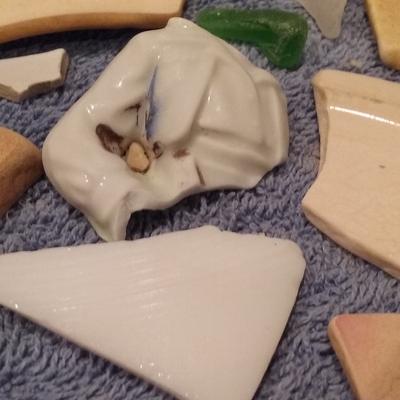 Figurine & Milk Glass Fragments